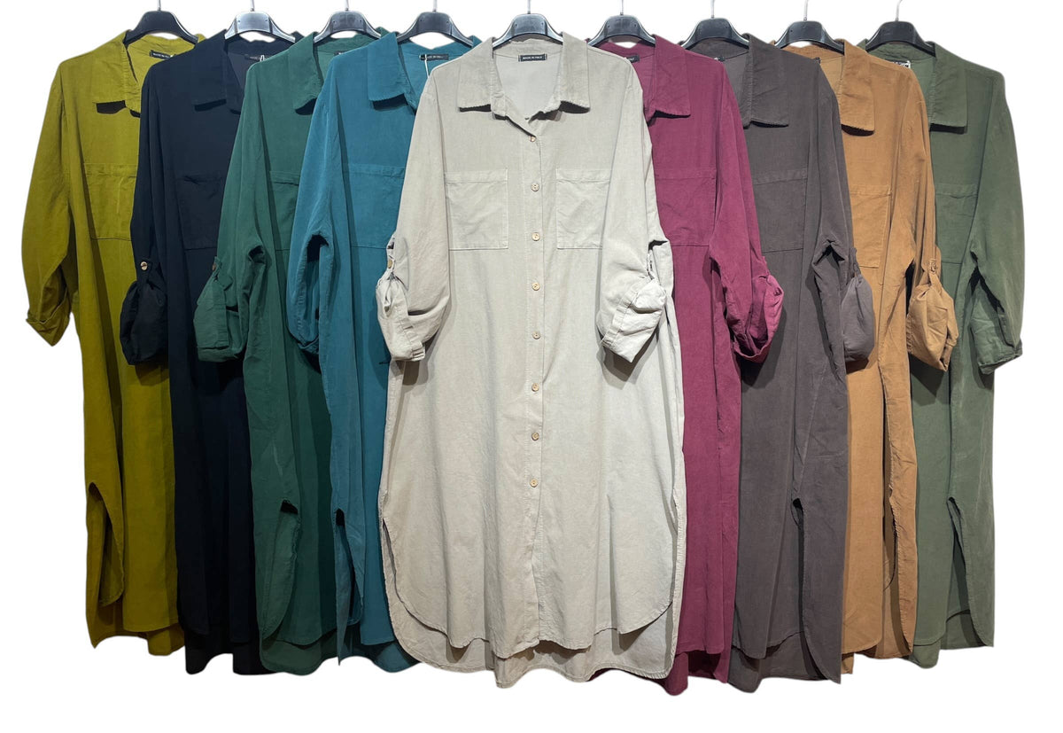 53302 LÅNG SKJORTA I VELOUR: Beige