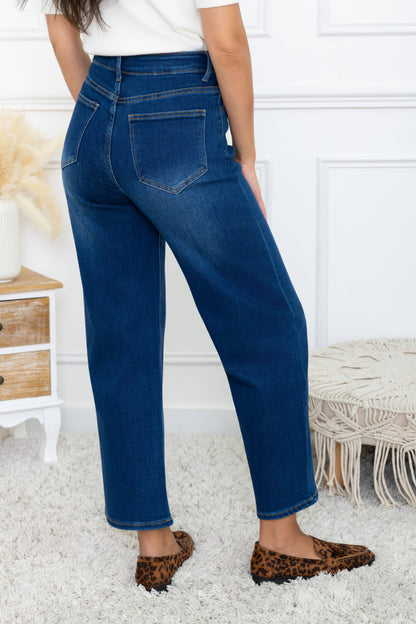 Jeans ballongmodell Barrel, mörkblå: Blue / L/40