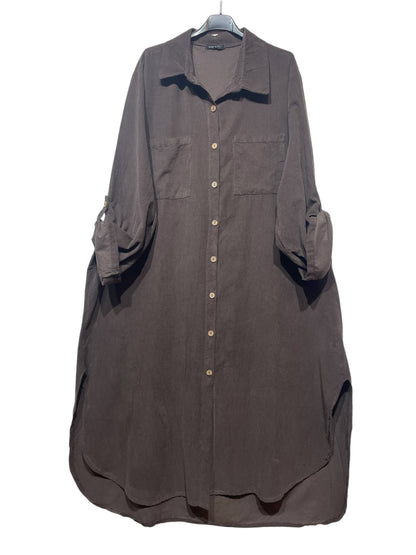 53302 LÅNG SKJORTA I VELOUR: Beige