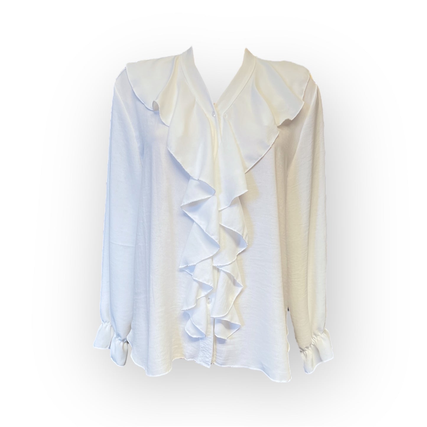 Blus med krås | VIT