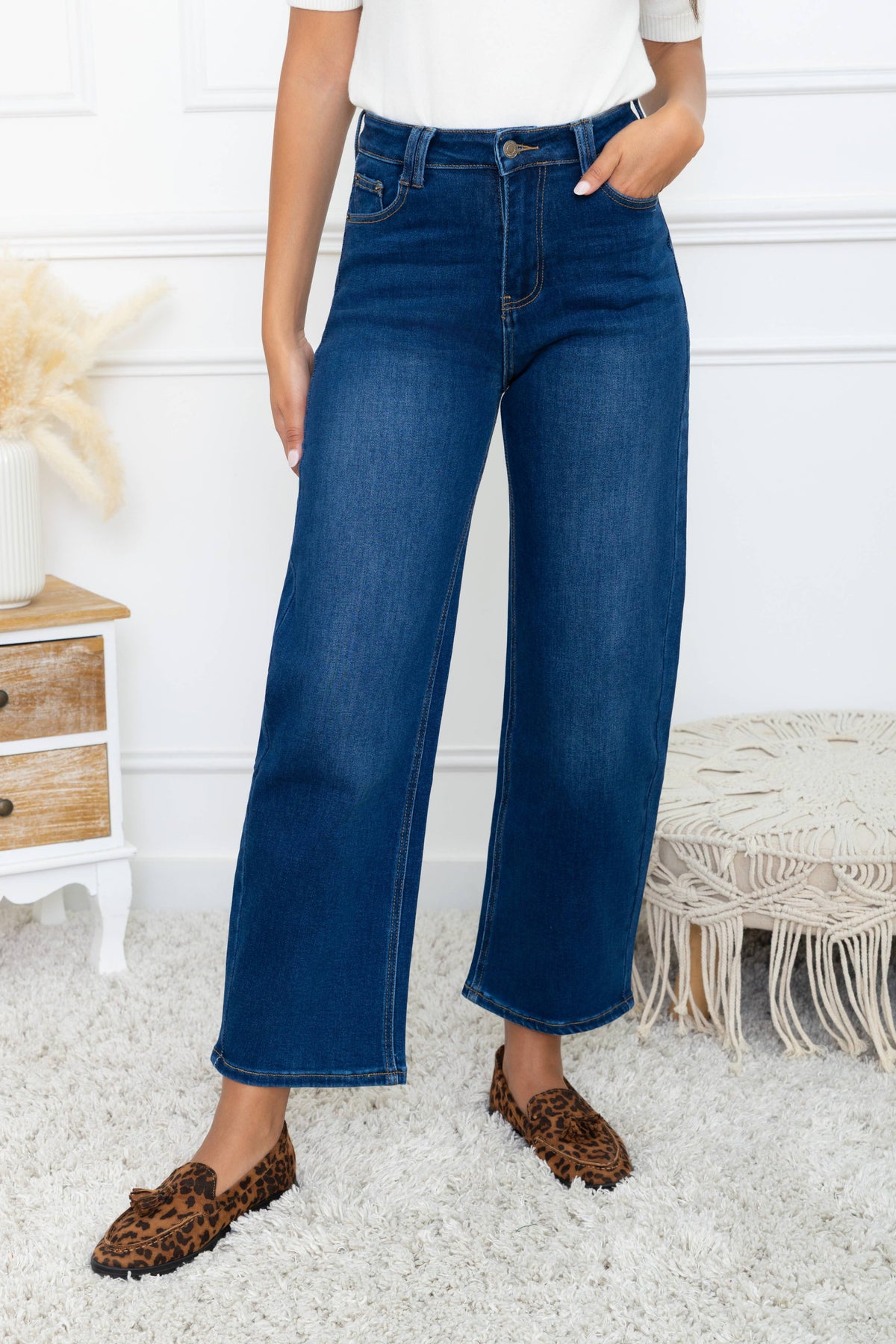 Jeans ballongmodell Barrel, mörkblå: Blue / L/40
