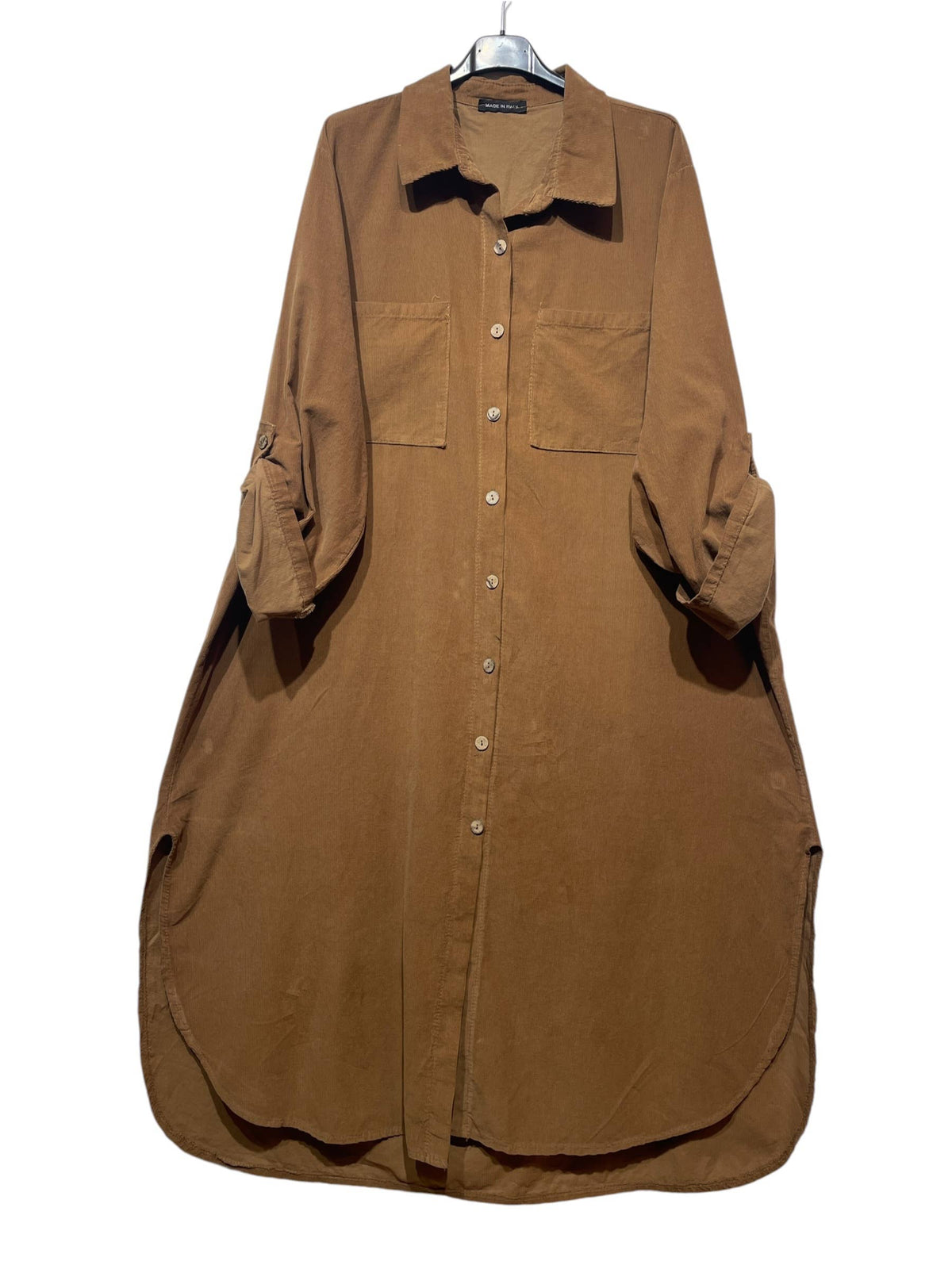 53302 LÅNG SKJORTA I VELOUR: CHOCO